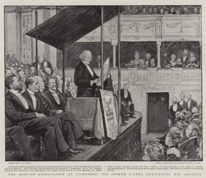 Die British Association in Liverpool, Sir Joseph Lister hält seine Rede